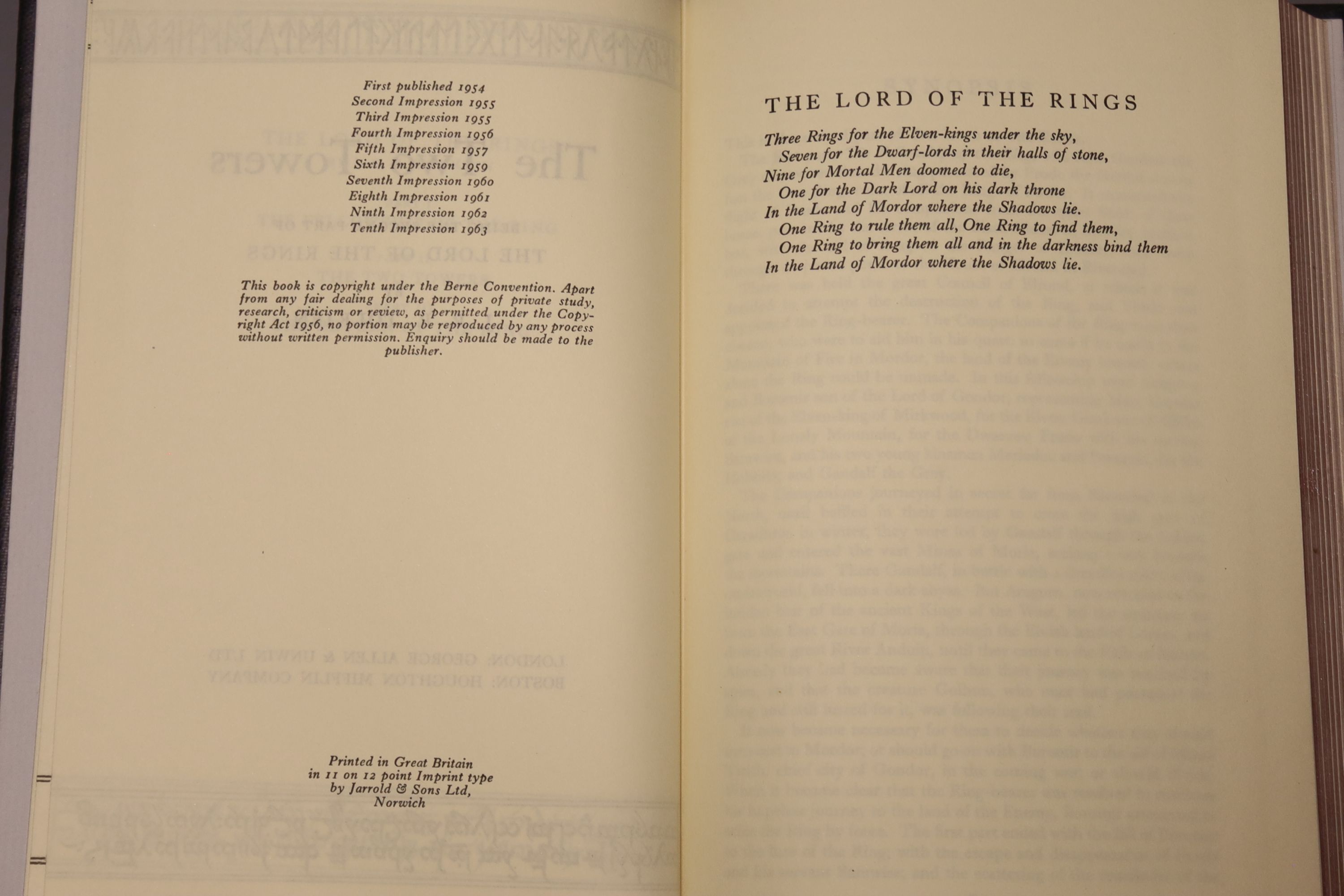 Tolkein, J.R.R. - The Fellowship of the Ring, The Two Towers, The Return of the King 1963, tenth and thirteenth impressions, deluxe edition in slip case